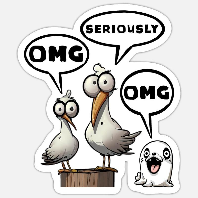 Omg seriously cool wow - Sticker Größe S (10 x 10 cm) - Mattweiß
