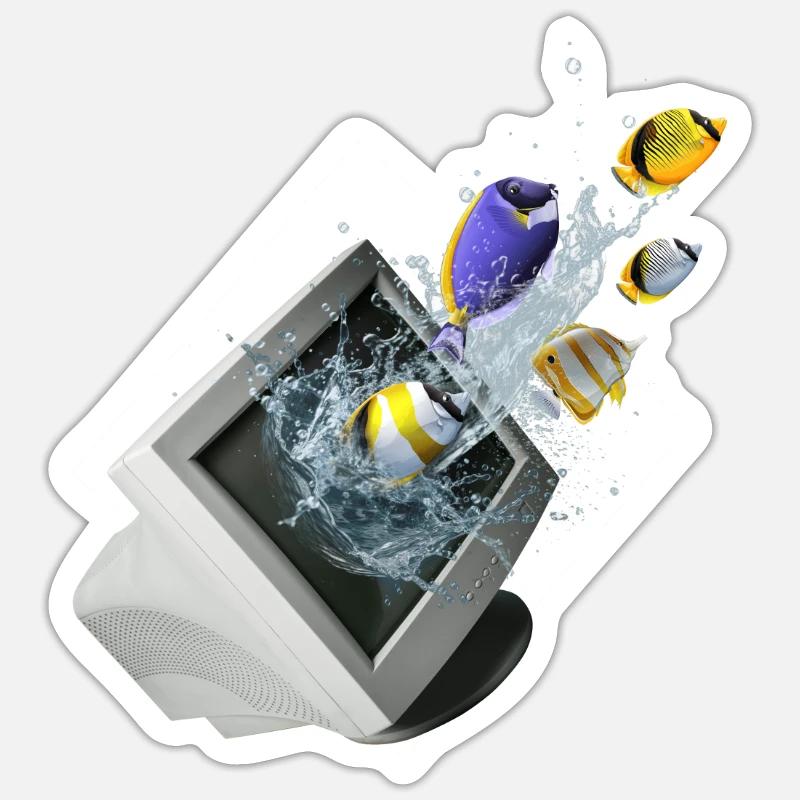 Frutiger Aero Aesthetic Tech Computer Aquarium Sticker Größe S (10 x 10 cm)