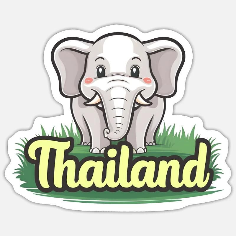 Fier éléphant de Thaïlande - Sticker taille S (10 x 10 cm) - blanc mat