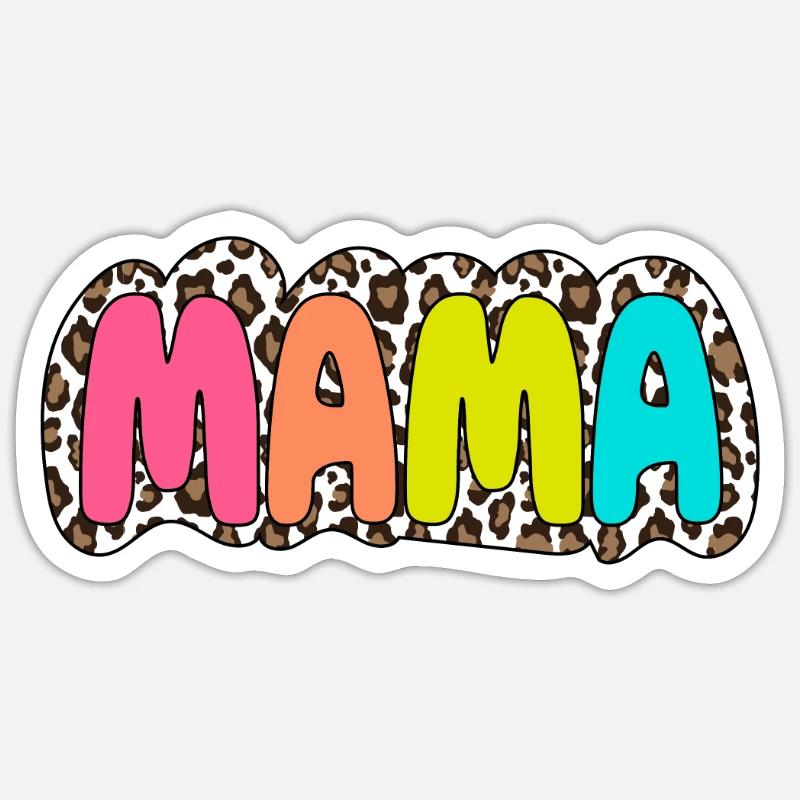 Mama bunt Leopard Retro Mama Muttertag Sticker Größe S (10 x 10 cm)