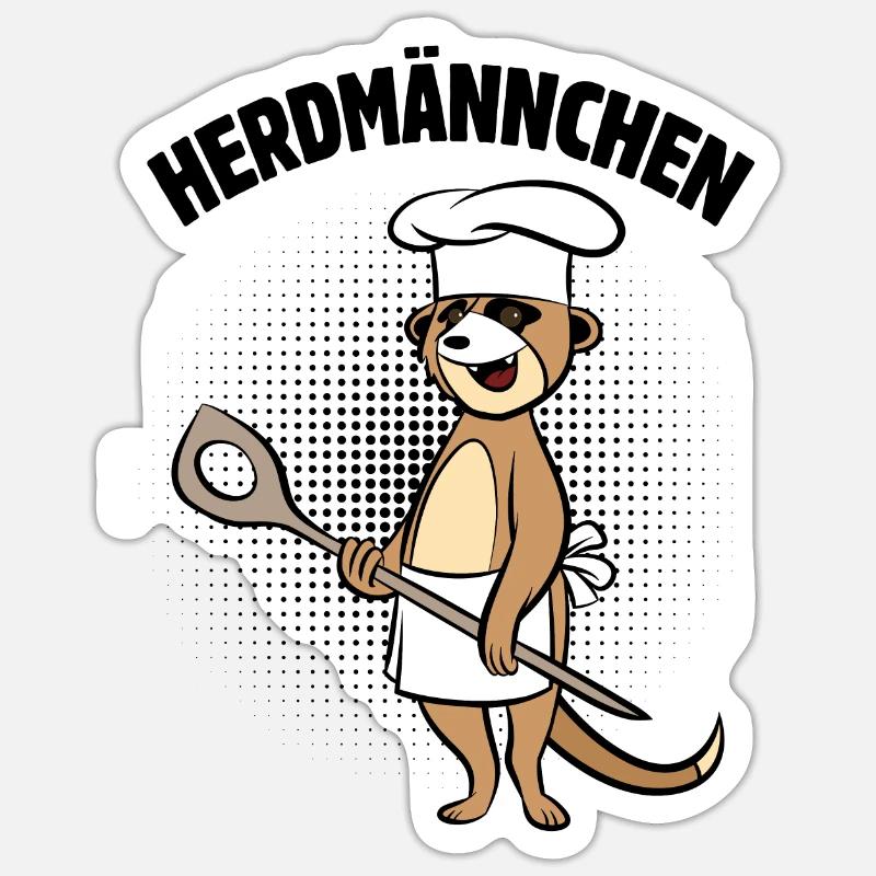 Herdmännchen - Erdmännchen mit Kochlöffel Sticker Größe S (10 x 10 cm)