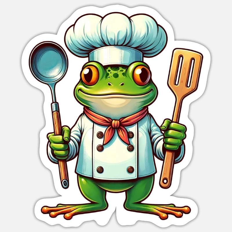 Chef Frog Funny Kitchen Design - Sticker size S (10 x 10 cm) - white matte