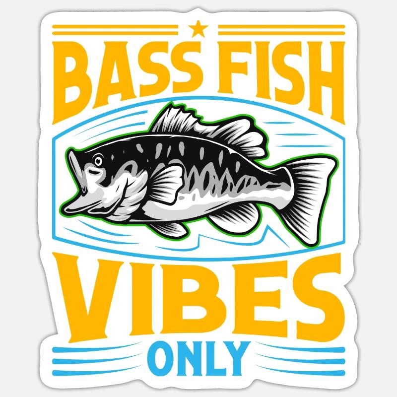 Bash Fish Vibes uniquement - Sticker taille S (10 x 10 cm) - blanc mat