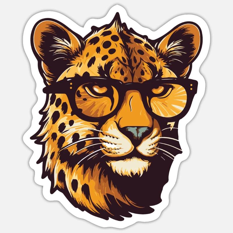 Cheetah Head Cool - Sticker size S (10 x 10 cm) - white matte
