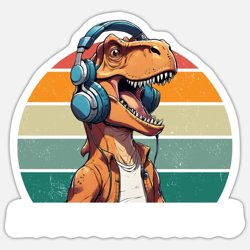 Musicsaurus - Sticker taille S (10 x 10 cm) - blanc mat
