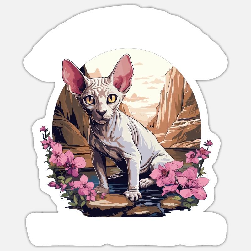 Sphynx Kätzchen Sphynx Katze - Sticker Größe S (10 x 10 cm) - Mattweiß