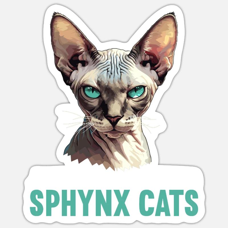 Chaton Sphynx Chat Sphynx - Sticker taille S (10 x 10 cm) - blanc mat