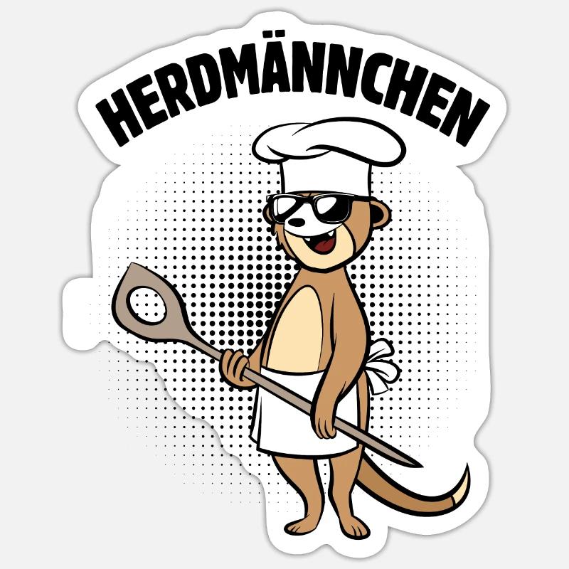 Herdmännchen - Erdmännchen mit Kochlöffel Sticker Größe S (10 x 10 cm)