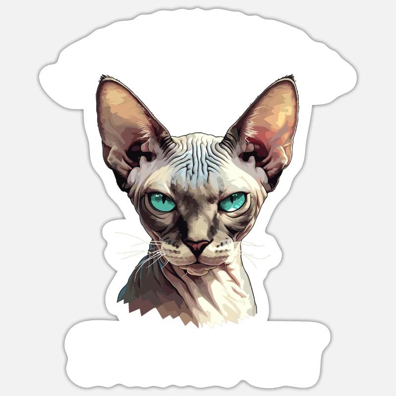 Sphynx Kätzchen Sphynx Katze - Sticker Größe S (10 x 10 cm) - Mattweiß
