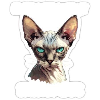 Sphynx Kätzchen Sphynx Katze - Sticker Größe S (10 x 10 cm) - Mattweiß - Vorne