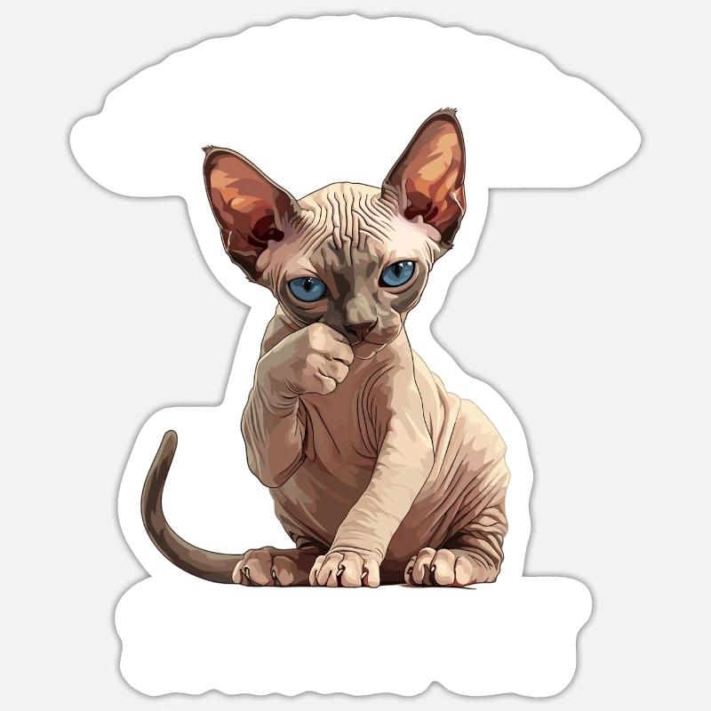 Sphynx Kätzchen Sphynx Katze - Sticker Größe S (10 x 10 cm) - Mattweiß