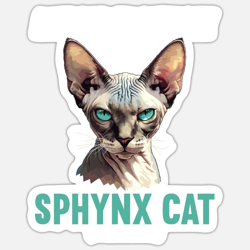 Chaton Sphynx Chat Sphynx - Sticker taille S (10 x 10 cm) - blanc mat