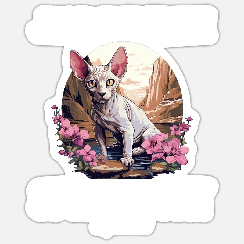 Chaton Sphynx Chat Sphynx - Sticker taille S (10 x 10 cm) - blanc mat