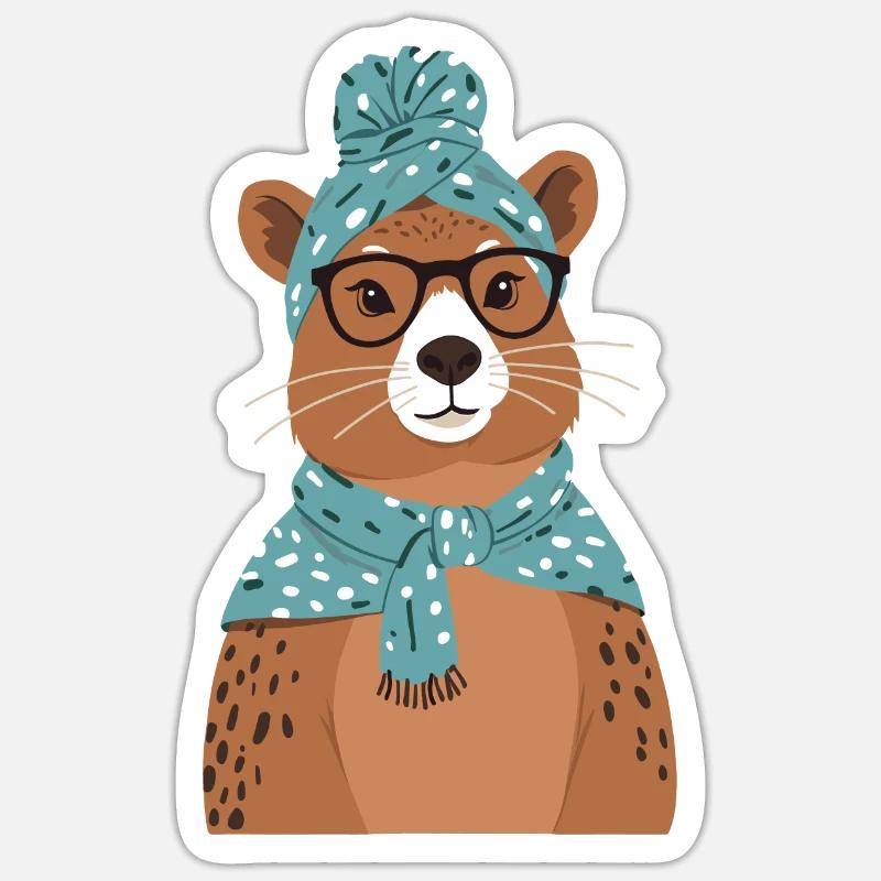Drôle Capymama Capybara Maman - Sticker taille S (10 x 10 cm) - blanc mat
