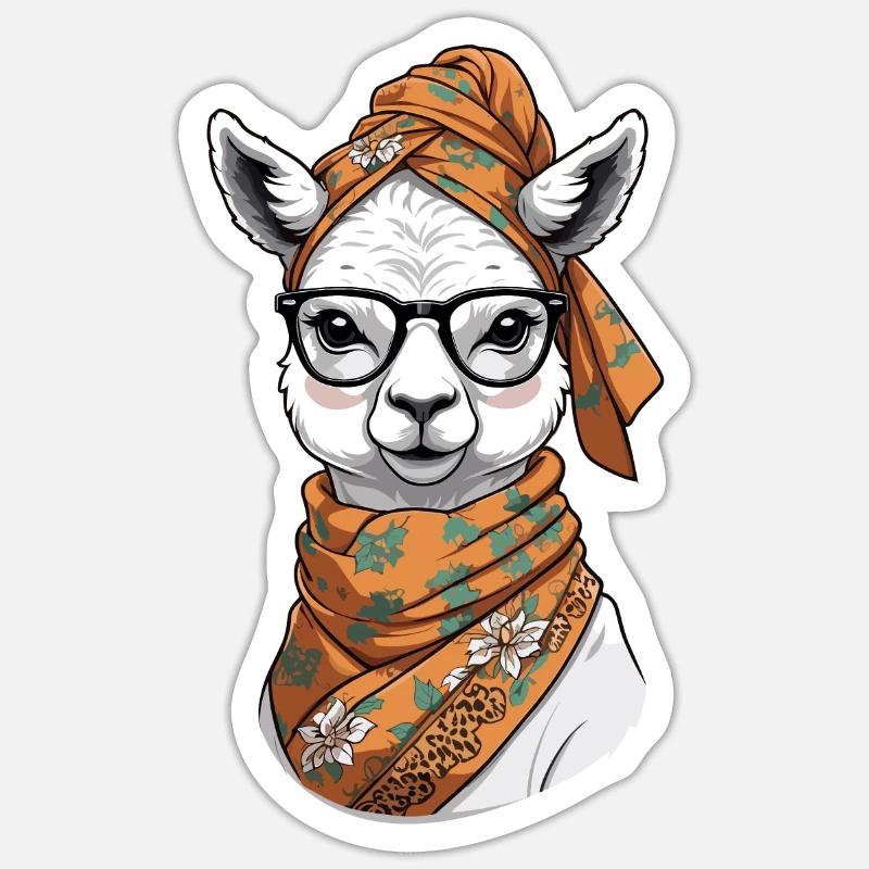 Lustiges Lama Alpaca Mutter Design - Sticker Größe S (10 x 10 cm) - Mattweiß