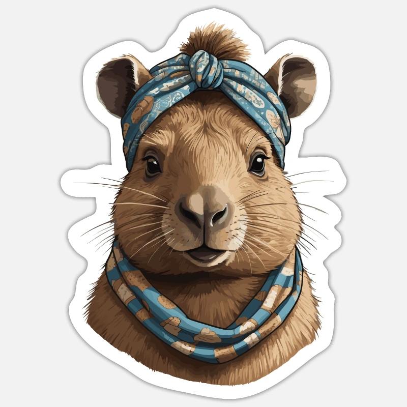 Drôle Capymama Capybara Maman - Sticker taille S (10 x 10 cm) - blanc mat