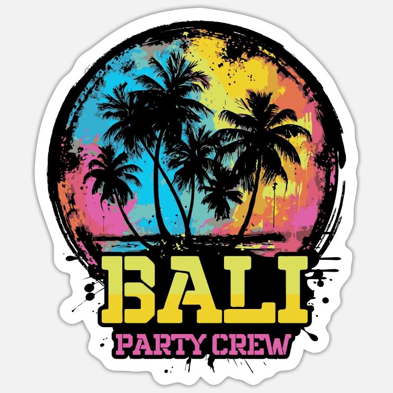 L’équipe de Bali Party Crew - Sticker taille S (10 x 10 cm) - blanc mat