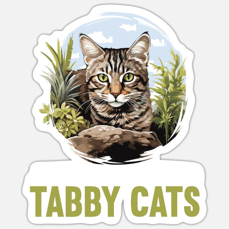 Tabby Kätzchen Tabby Katze Sticker Größe S (10 x 10 cm)