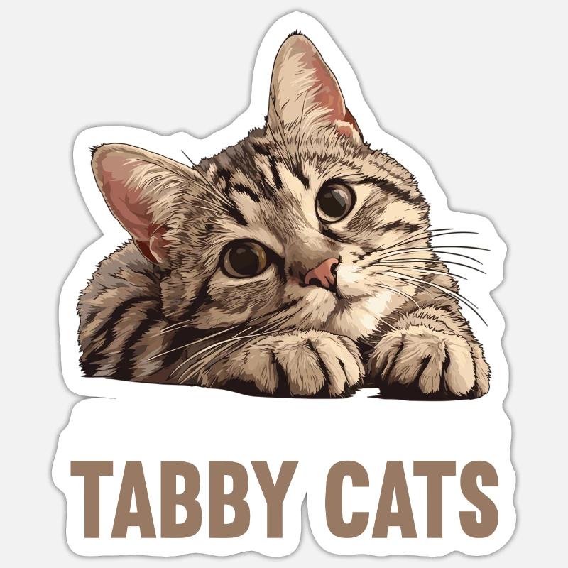 Tabby Kätzchen Tabby Katze - Sticker Größe S (10 x 10 cm) - Mattweiß