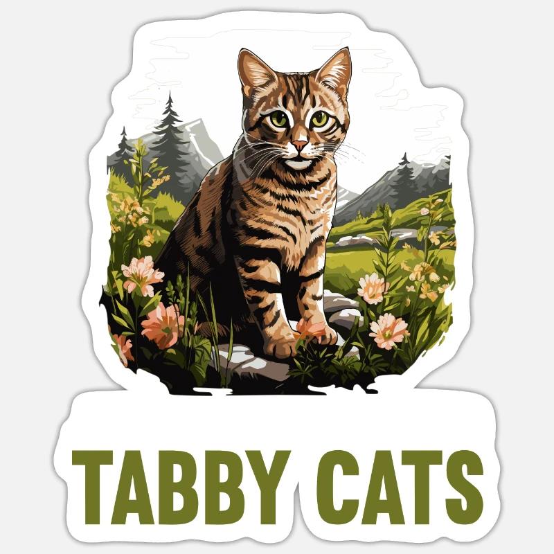 Tabby Kätzchen Tabby Katze - Sticker Größe S (10 x 10 cm) - Mattweiß