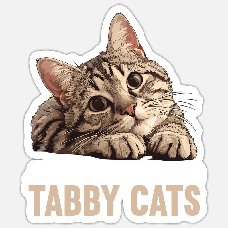 Tabby Kätzchen Tabby Katze Sticker Größe S (10 x 10 cm)