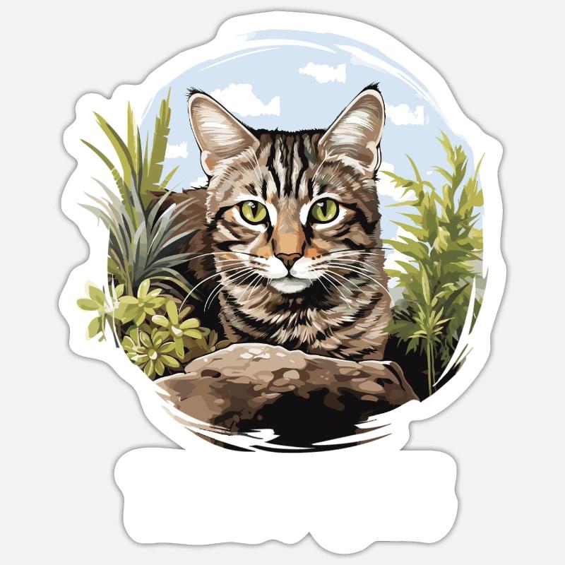 Tabby Kätzchen Tabby Katze - Sticker Größe S (10 x 10 cm) - Mattweiß