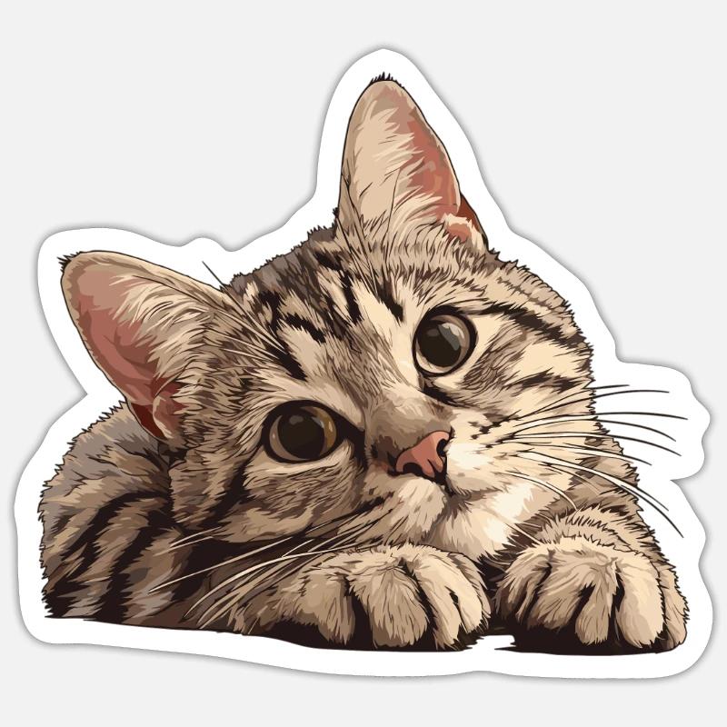 Tabby Kitten Tabby Cat - Sticker size S (10 x 10 cm) - white matte