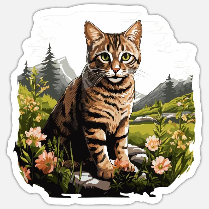 Tabby Kätzchen Tabby Katze - Sticker Größe S (10 x 10 cm) - Mattweiß