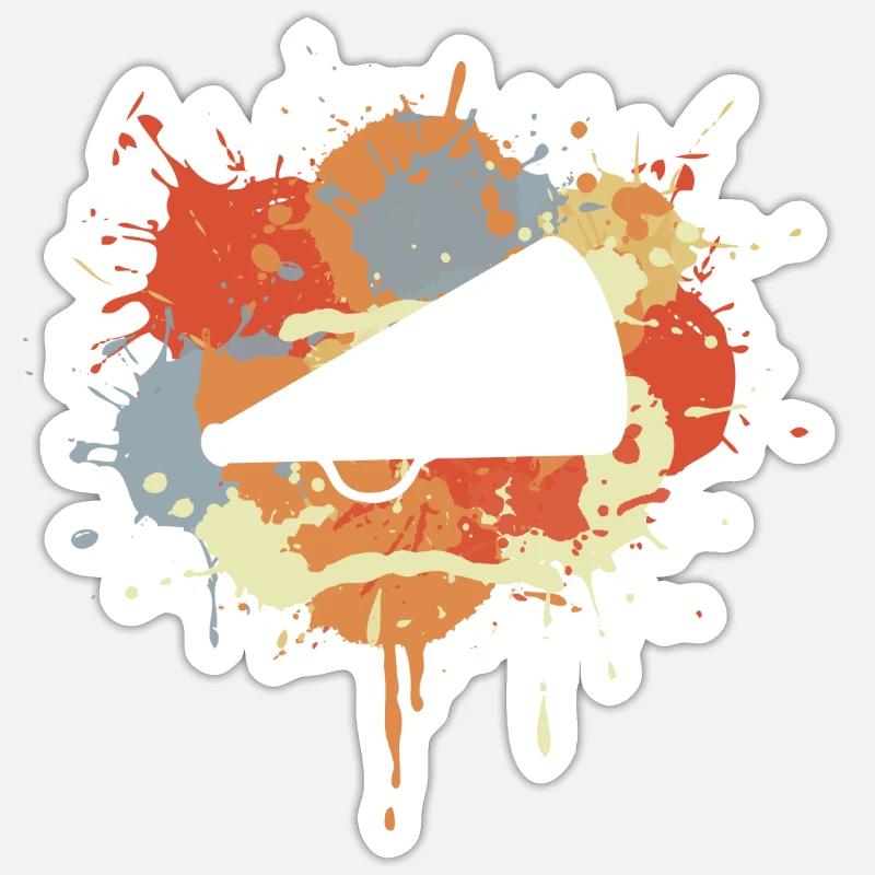Cheerleader Megaphone Drawing - Sticker size S (10 x 10 cm) - white matte