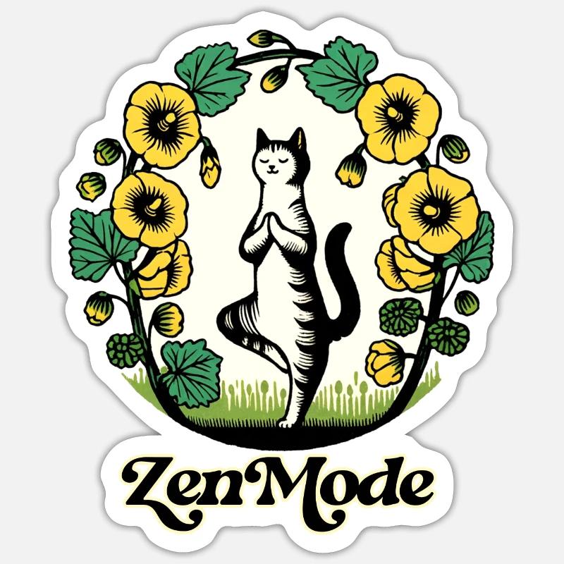 Zen Mode Kitty Cat - Sticker size S (10 x 10 cm) - white matte