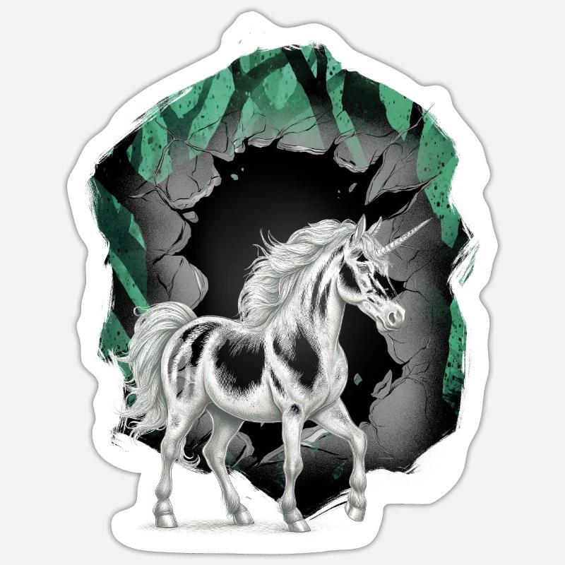 Einhörner Einhorn Fabeltiere Märchenfigur - Sticker Größe S (10 x 10 cm) - Mattweiß