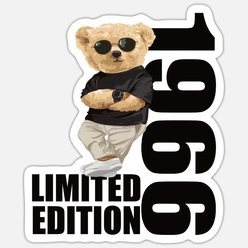 Limited Edition 1966 Bär Bären Geburtstag 1966 - Sticker Größe S (10 x 10 cm) - Mattweiß