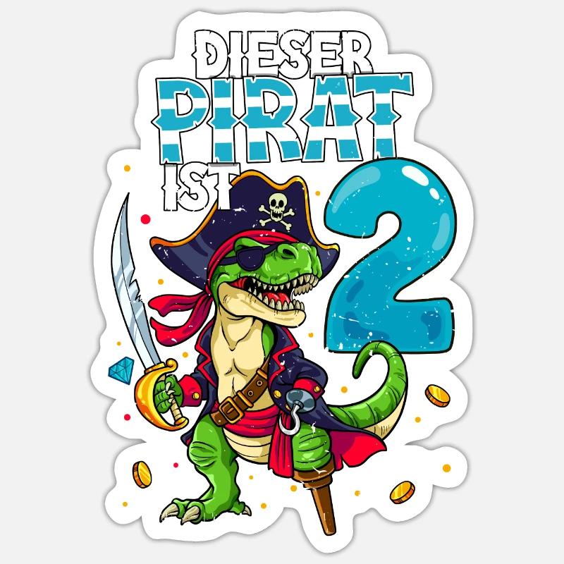 2e anniversaire Pirates - Sticker taille S (10 x 10 cm) - blanc mat