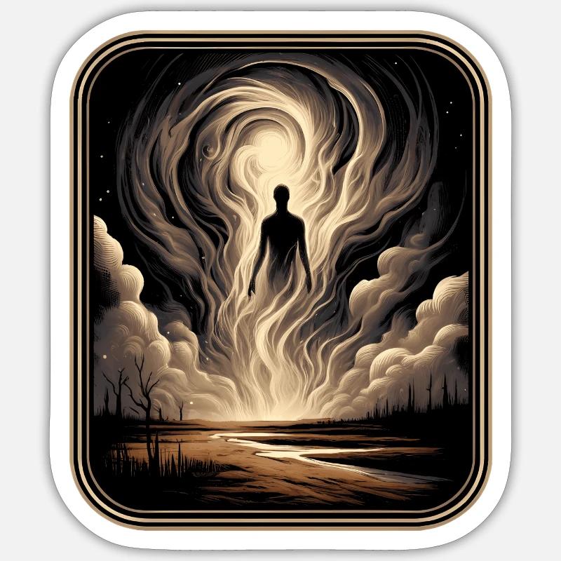 Der wandernde Geist des Kosmos - Sticker Größe S (10 x 10 cm) - Mattweiß