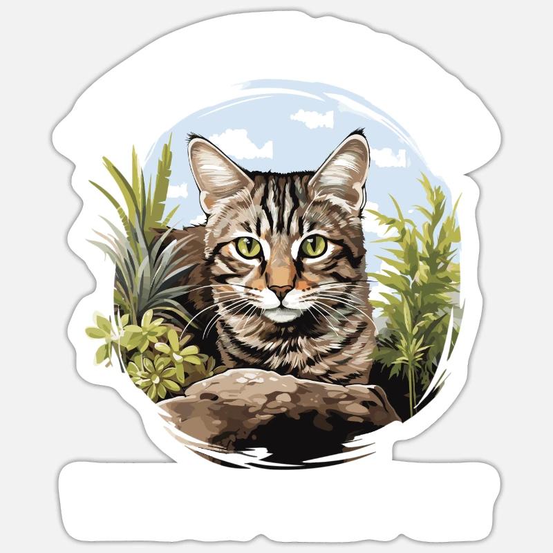 Tabby Kätzchen Tabby Katze Sticker Größe S (10 x 10 cm)