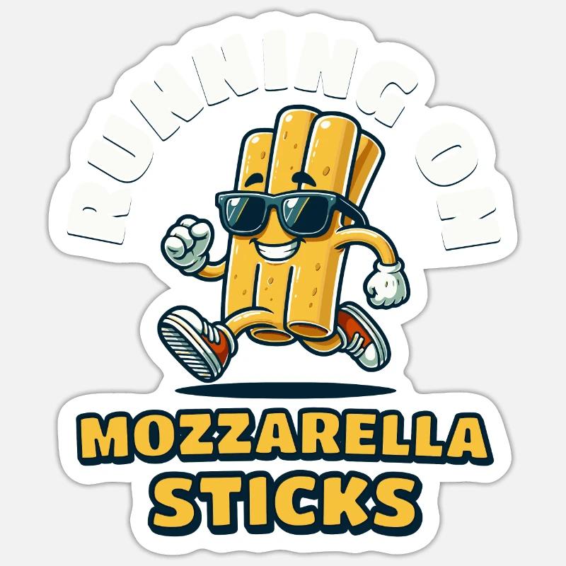 Running On Mozzarella Sticks - Sticker size S (10 x 10 cm) - white matte