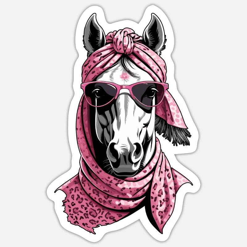 Mama Pferd Stilvolle Pferdeliebe Pferdemädchen - Sticker Größe S (10 x 10 cm) - Mattweiß