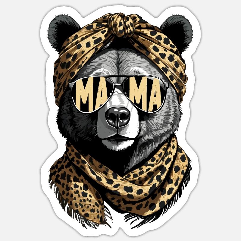 Lustiger Mama Bär Mutter Bärin Muttertag Sticker Größe S (10 x 10 cm)