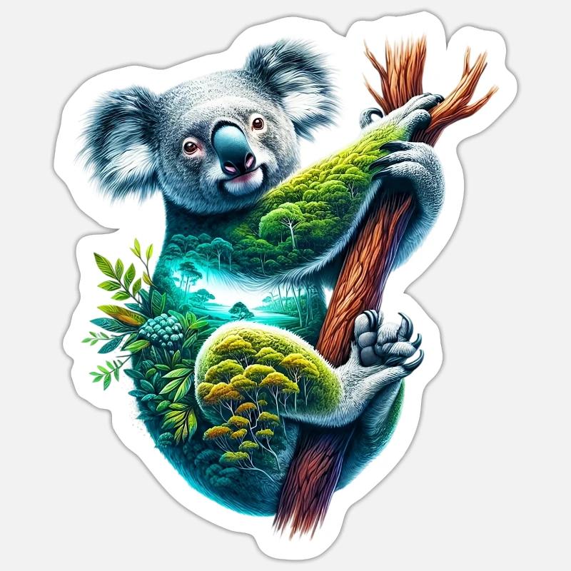 Koala - Sticker Größe S (10 x 10 cm) - Mattweiß
