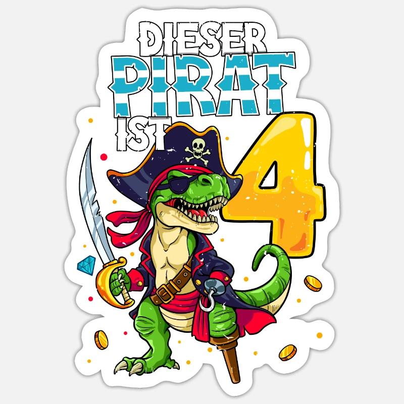 4e anniversaire Pirates - Sticker taille S (10 x 10 cm) - blanc mat