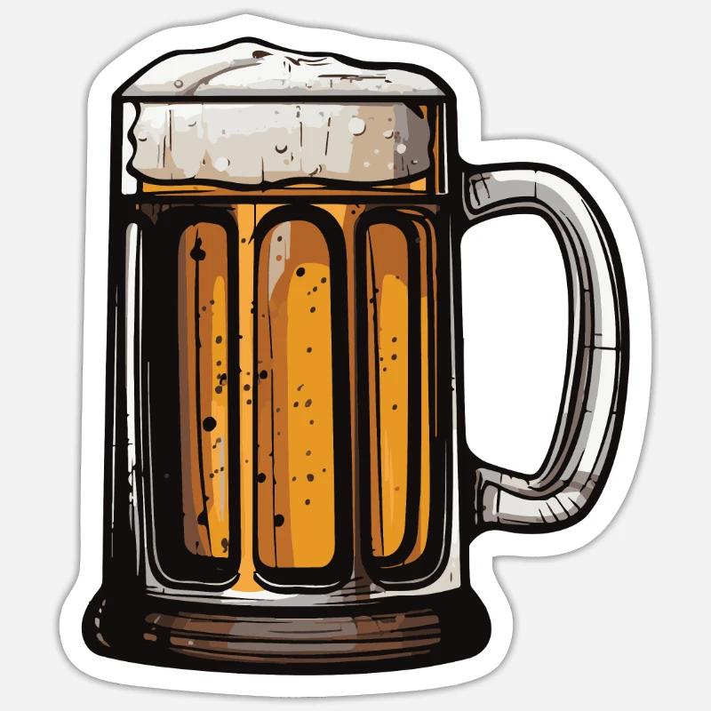 Bierkrug Bier Glas - Sticker Größe S (10 x 10 cm) - Mattweiß
