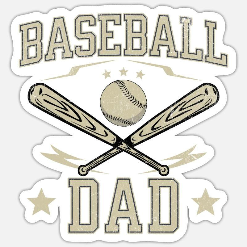 Papa de baseball - Sticker taille S (10 x 10 cm) - blanc mat