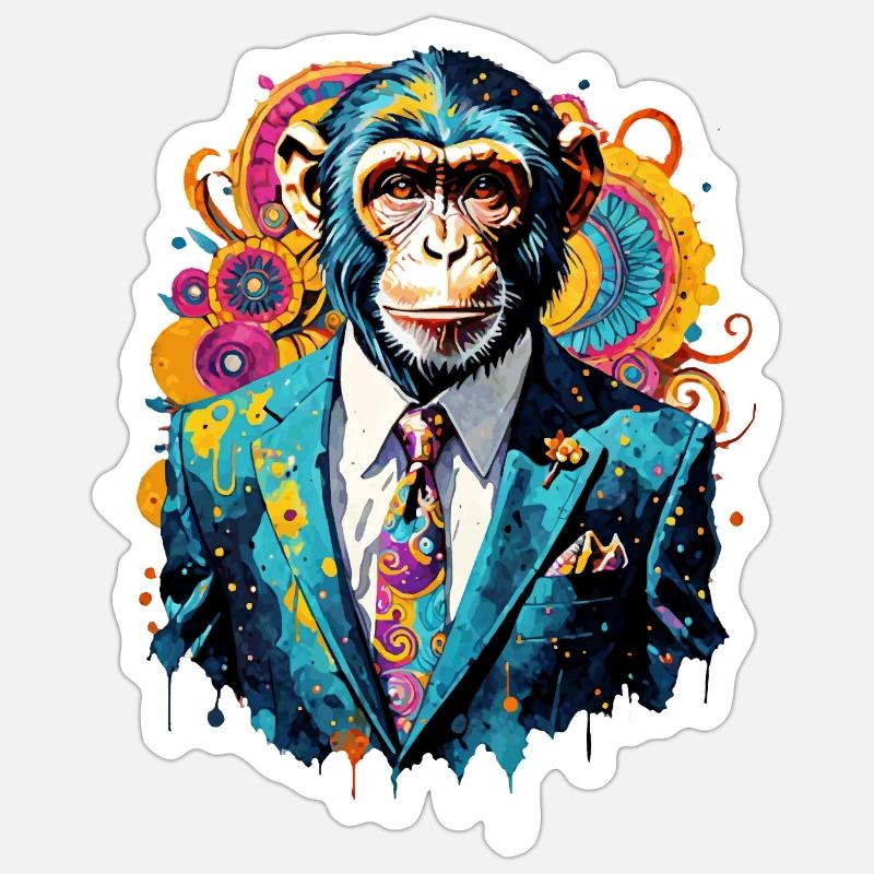Monkey in a suit Sticker size S (10 x 10 cm)