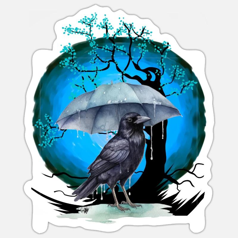 Baum Kirschblüte Vogel - Sticker Größe S (10 x 10 cm) - Mattweiß