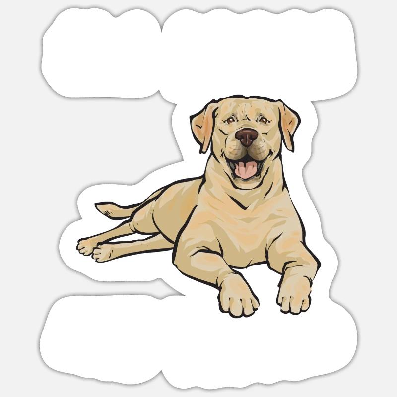 Labrador Retriever jaune - Sticker taille S (10 x 10 cm) - blanc mat