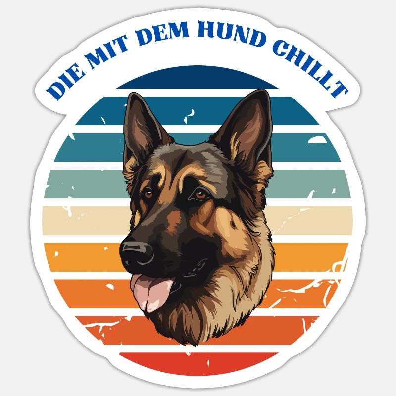Se détendre avec le chien - Sticker taille S (10 x 10 cm) - blanc mat