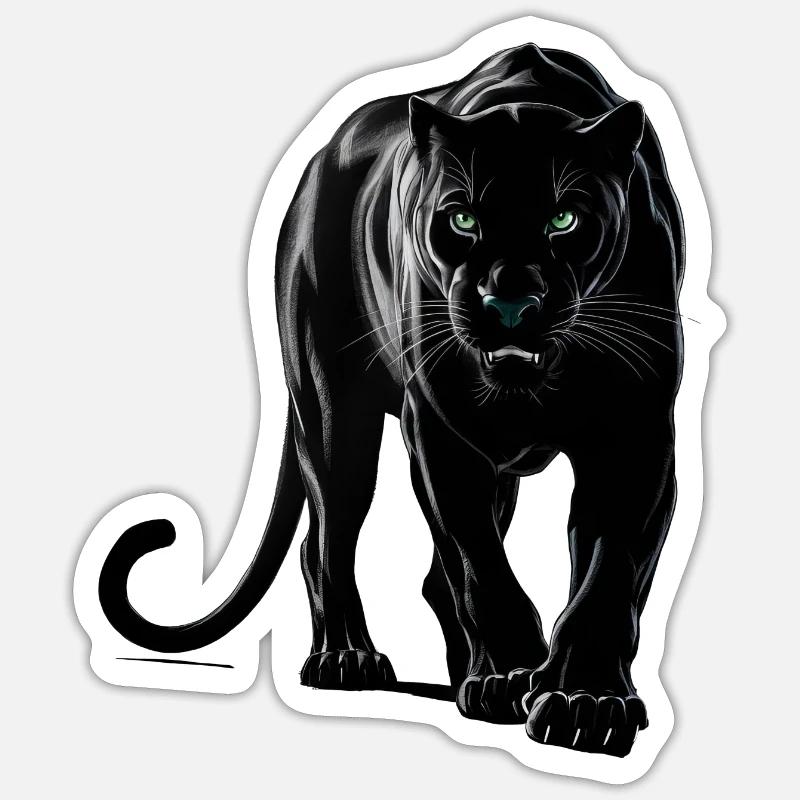 ein schwarzer Panther - Sticker Größe S (10 x 10 cm) - Mattweiß