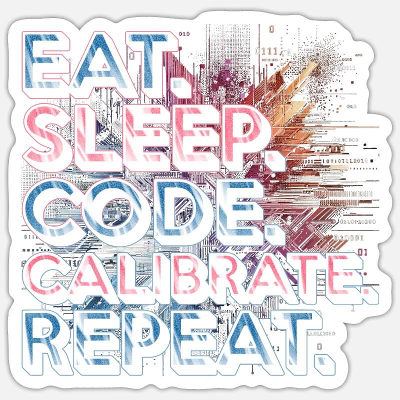 Ingénieur en robotique Manger Dormir Code Calibrer Répéter Sticker taille S (10 x 10 cm)