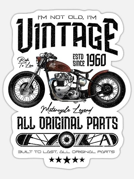 Vintage Motorrad Motorrad Motorrad Motorrad Geburtstag 1960 - Sticker Größe S (10 x 10 cm) - Mattweiß