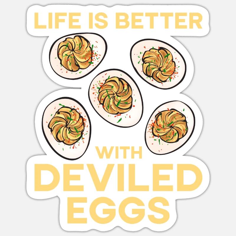 Gefüllte Eier Deviled Eggs - Sticker Größe S (10 x 10 cm) - Mattweiß